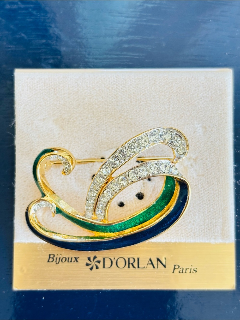 Bijoux Green & Blue Enamel Crystal Brooch-NWT